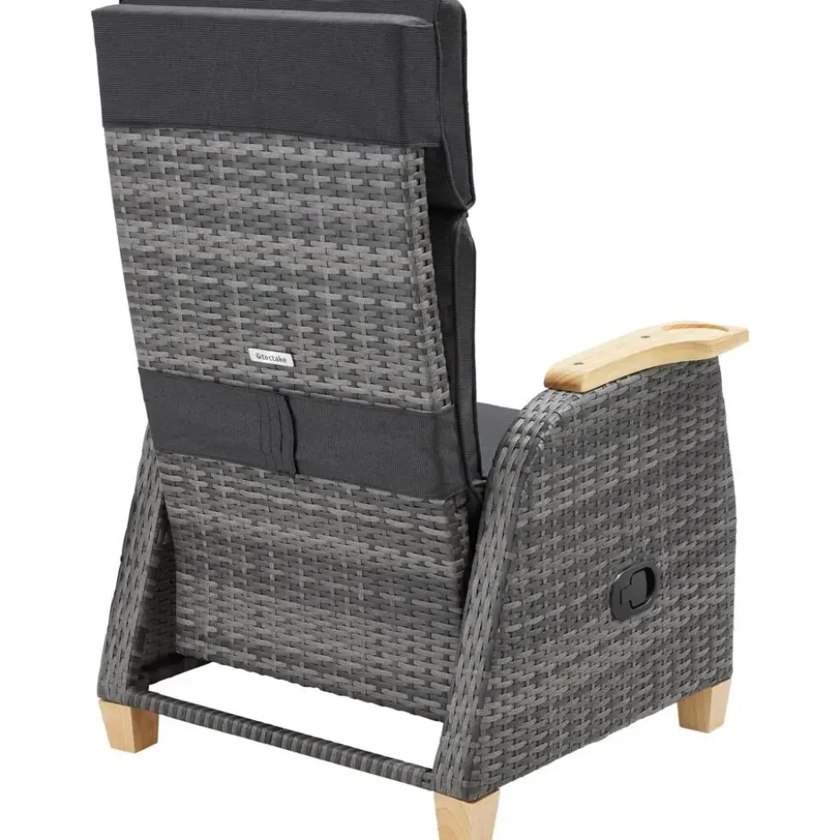 tectake Aluminium Wickerfauteuil, Grijs, Verstelbare Rug- En Voetsteun