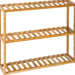 tectake Badkamerrek van bamboe 60x15x54,5cm, Bruin