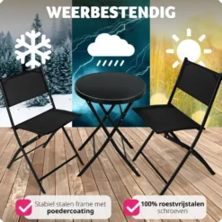 tectake Balkonset Düsseldorf 2+1, Zwart