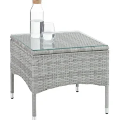 tectake - balkonset Luzern - wicker - lichtgrijs - 403702