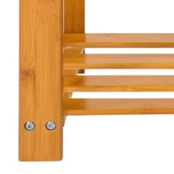 tectake Bamboe schoenenbank met 2 niveaus en bank 70x28x45,5cm, Bruin
