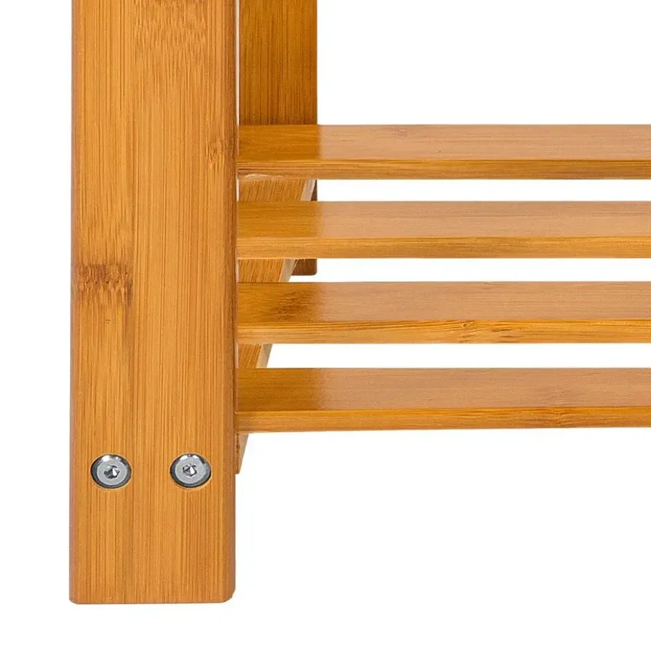 tectake Bamboe schoenenbank met 2 niveaus en bank 70x28x45,5cm, Bruin