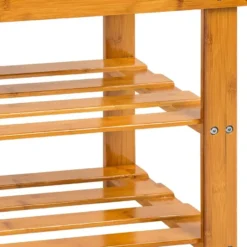 tectake Bamboe schoenenbank met 2 niveaus en bank 70x28x45,5cm, Bruin