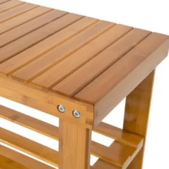 tectake Bamboe schoenenbank met 2 niveaus en bank 70x28x45,5cm, Bruin