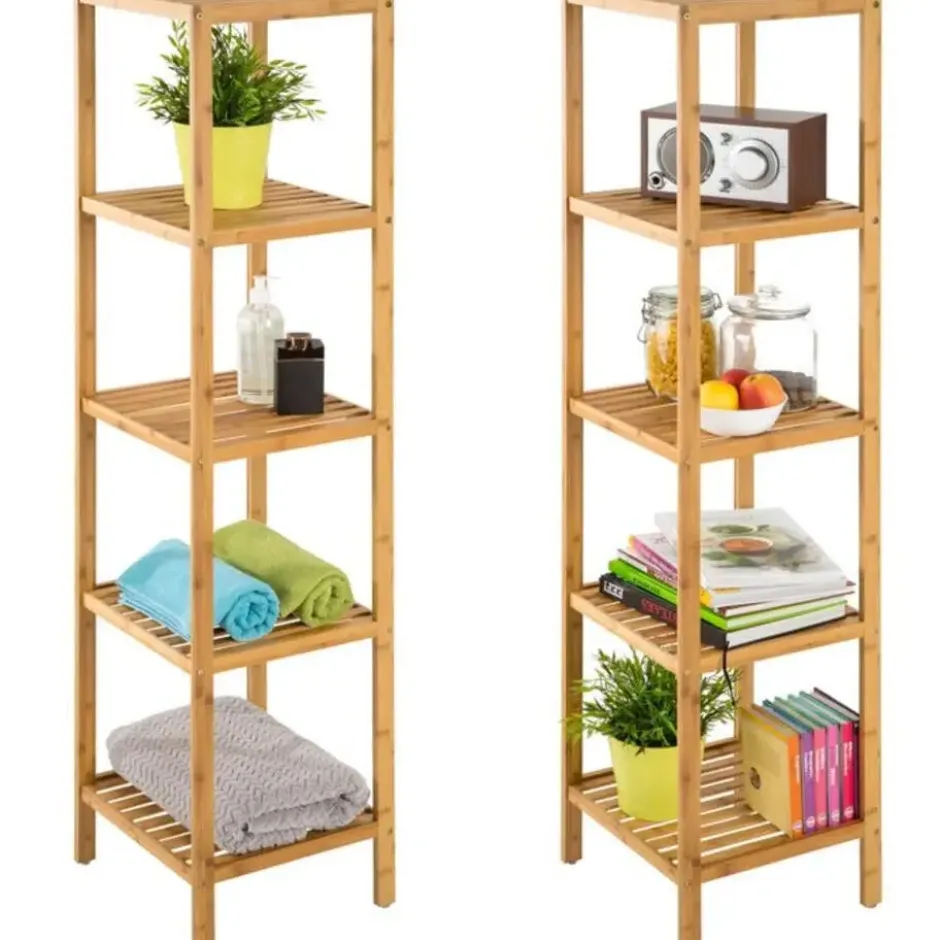 tectake Bambus rek 5 etages 33x33x141cm, Bruin
