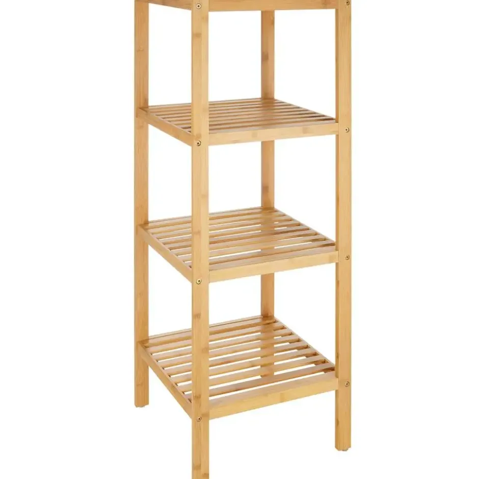 tectake Bambus rek 4 etages 33x33x97 cm, Bruin