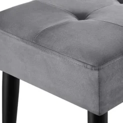 tectake Bankje Fluweellook Met Stalen Poten Grijs 95x38x45 cm - Zitbank