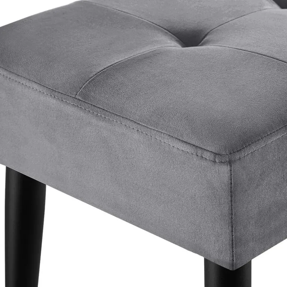 tectake Bankje Fluweellook Met Stalen Poten Grijs 95x38x45 cm - Zitbank