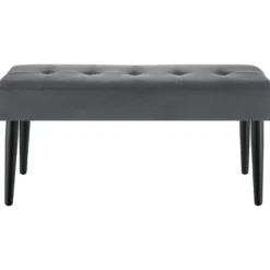 tectake Bankje Fluweellook Met Stalen Poten Grijs 95x38x45 cm - Zitbank