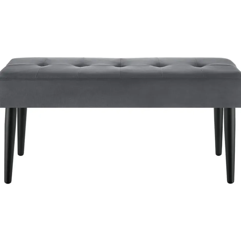 tectake Bankje Fluweellook Met Stalen Poten Grijs 95x38x45 cm - Zitbank