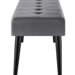 tectake Bankje Fluweellook Met Stalen Poten Grijs 95x38x45 cm - Zitbank