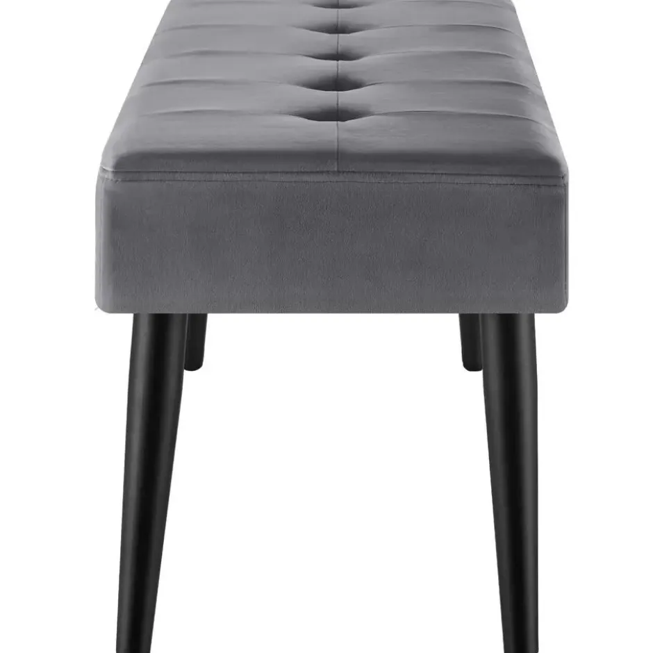 tectake Bankje Fluweellook Met Stalen Poten Grijs 95x38x45 cm - Zitbank