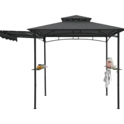 tectake BBQ Paviljoen - Waterdicht - Dubbel Dak - 316x150x250cm - Antraciet