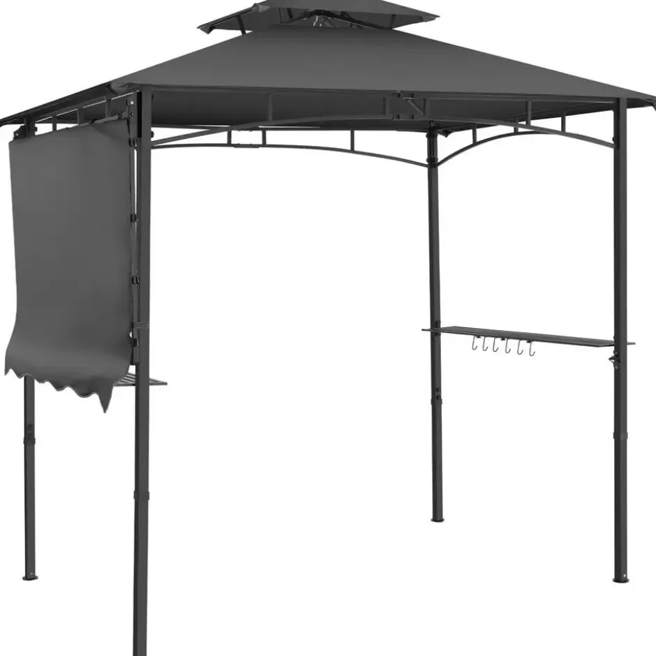 tectake BBQ Paviljoen - Waterdicht - Dubbel Dak - 316x150x250cm - Antraciet