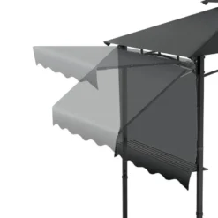 tectake BBQ Paviljoen - Waterdicht - Dubbel Dak - 316x150x250cm - Antraciet