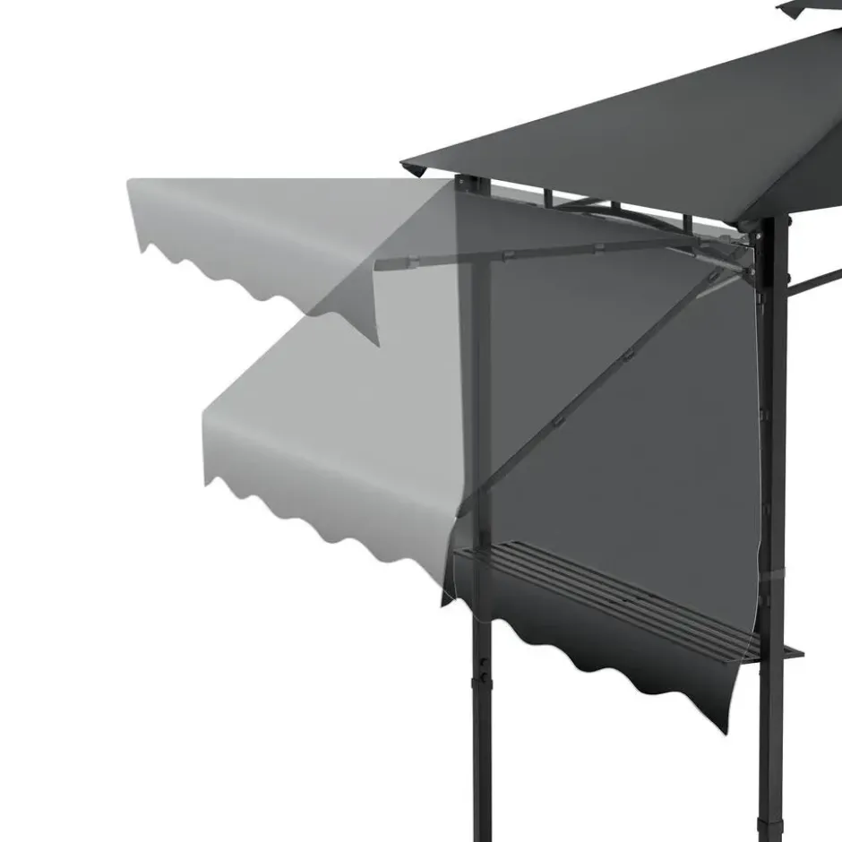 tectake BBQ Paviljoen - Waterdicht - Dubbel Dak - 316x150x250cm - Antraciet