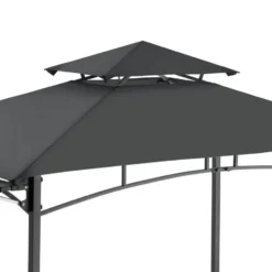 tectake BBQ Paviljoen - Waterdicht - Dubbel Dak - 316x150x250cm - Antraciet