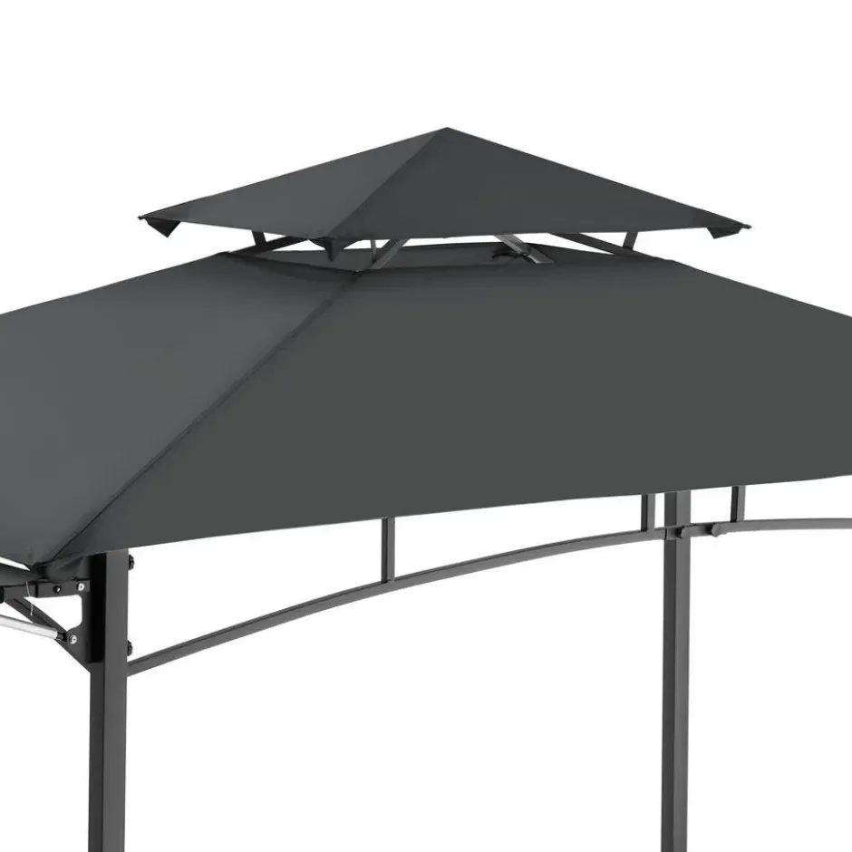 tectake BBQ Paviljoen - Waterdicht - Dubbel Dak - 316x150x250cm - Antraciet