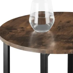 tectake Bijzettafel Ballina 45x64cm, Industrieel Hout Donker, Rustiek