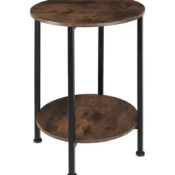 tectake Bijzettafel Ballina 45x64cm, Industrieel Hout Donker, Rustiek