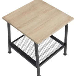 tectake Bijzettafel Bedford 45,5x45x47cm, Industrieel Licht Hout, Eiken Sonoma