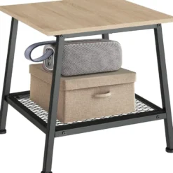 tectake Bijzettafel Bedford 45,5x45x47cm, Industrieel Licht Hout, Eiken Sonoma