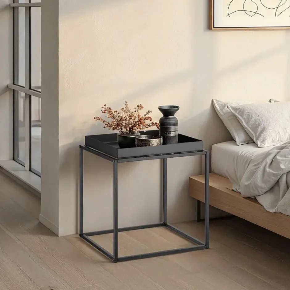 tectake Bijzettafel Cambridge 40x40x44cm, Zwart