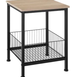 tectake Bijzettafel Grimsby 40x40x55,5cm, Industrieel Licht Hout, Eiken Sonoma