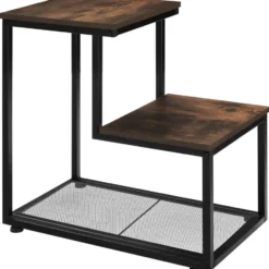 tectake Bijzettafel Halifax 60,5x35,5x60,5cm, Industrieel Hout Donker, Rustiek