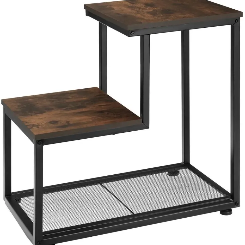 tectake Bijzettafel Halifax 60,5x35,5x60,5cm, Industrieel Hout Donker, Rustiek