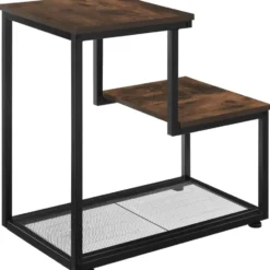 tectake Bijzettafel Halifax 60,5x35,5x60,5cm, Industrieel Hout Donker, Rustiek