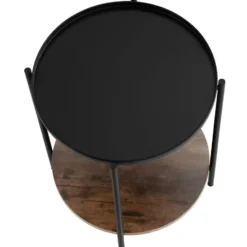 tectake Bijzettafel Sunderland, Industrieel Hout Donker, Rustiek