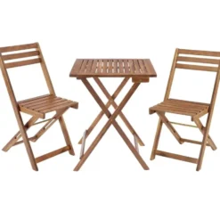 tectake Bistroset - Bruin - Geolied Acaciahout - Klapbaar - Weerbestendig