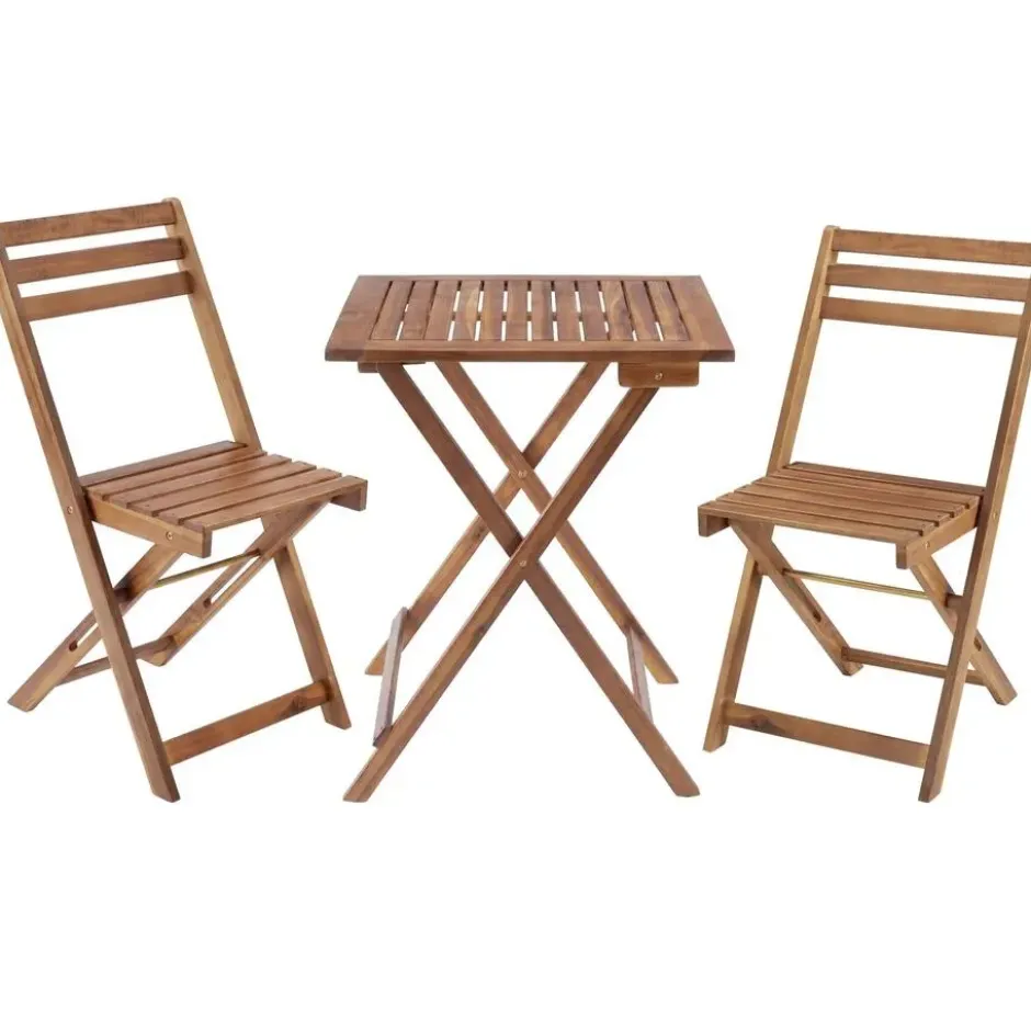 tectake Bistroset - Bruin - Geolied Acaciahout - Klapbaar - Weerbestendig