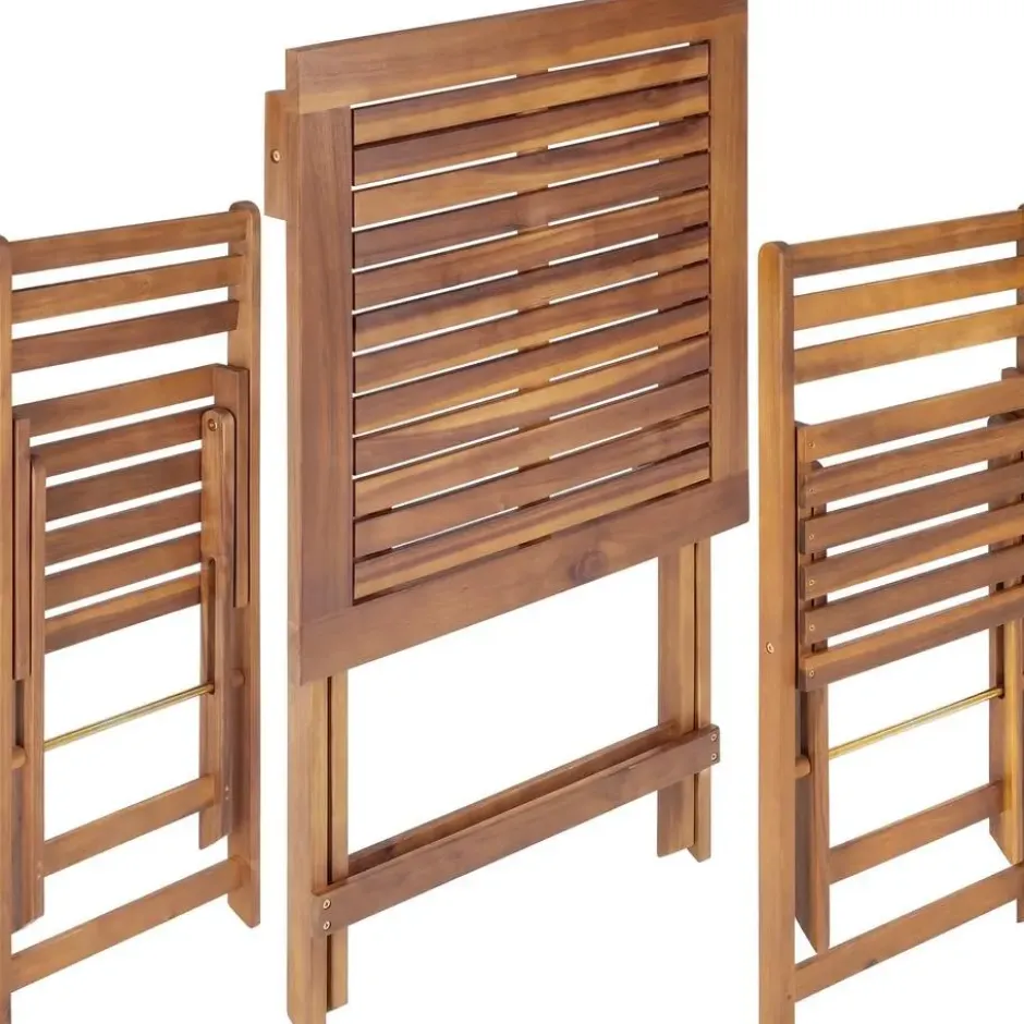 tectake Bistroset - Bruin - Geolied Acaciahout - Klapbaar - Weerbestendig