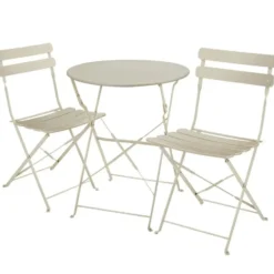 tectake Bistrotafel set Frieda, inklapbaar voor 2 personen, Crème