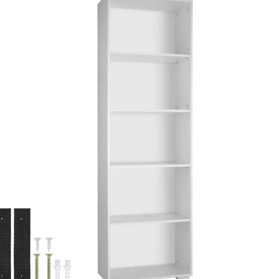tectake Boekenrek Lexi 5 vakken 60x30x190cm, Wit
