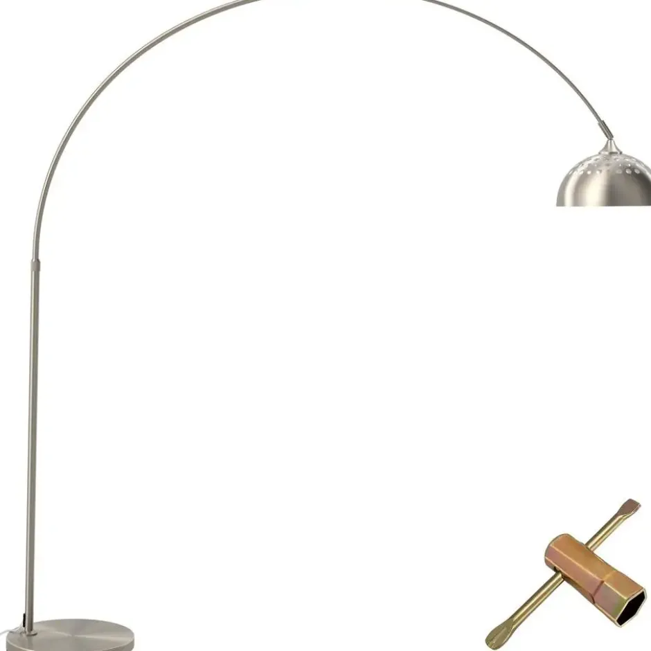 tectake Booglamp Arcus, staal, retro-stijl, 60W, Mat Nikkel