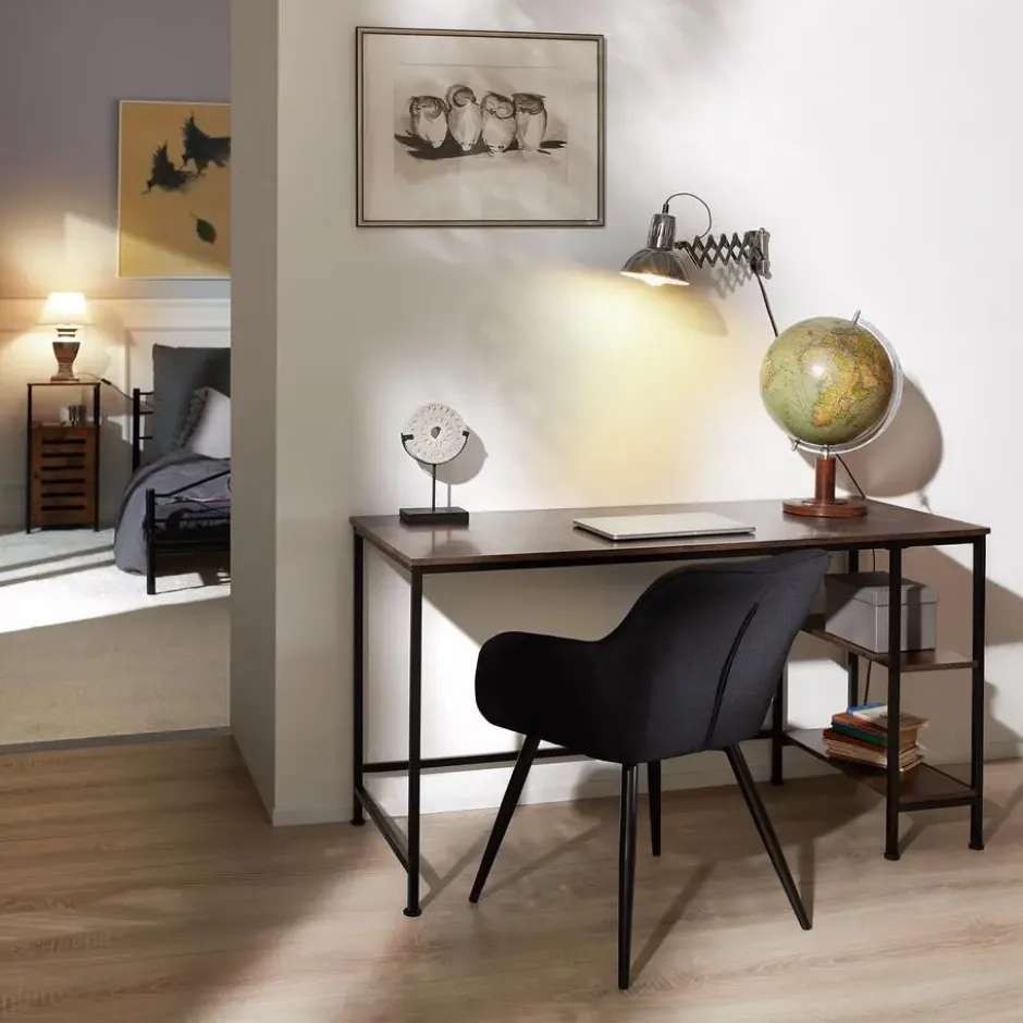 tectake Bureau Donegal 140x60x76,5cm, Industrieel Hout Donker, Rustiek