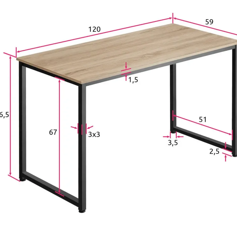 tectake Bureau Flint, Industrieel Licht Hout, Eiken Sonoma