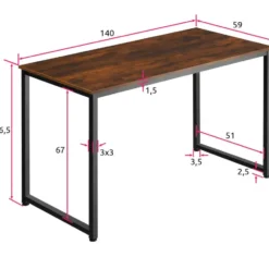 tectake Bureau Flint, Industrieel Hout Donker, Rustiek