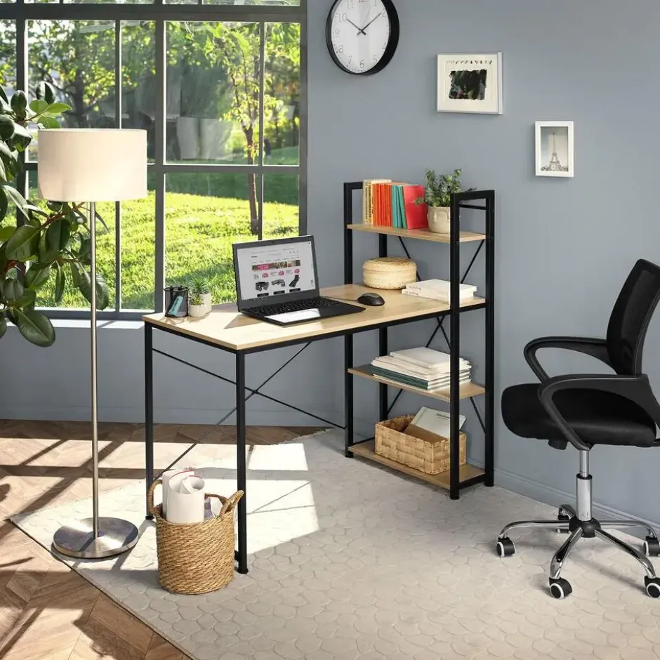 tectake Bureau Hershey 122x61x120cm, Industrieel Licht Hout, Eiken Sonoma