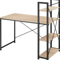 tectake Bureau Hershey 122x61x120cm, Industrieel Licht Hout, Eiken Sonoma