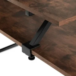 tectake Bureau Melrose 140x130x76,5cm, Industrieel Hout Donker, Rustiek