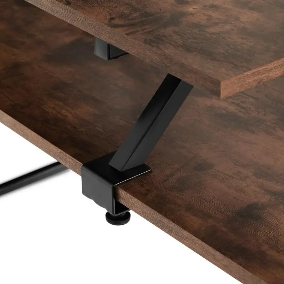 tectake Bureau Melrose 140x130x76,5cm, Industrieel Hout Donker, Rustiek