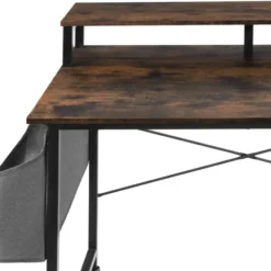 tectake Bureau met plank en organizer, Industrieel Hout Donker, Rustiek