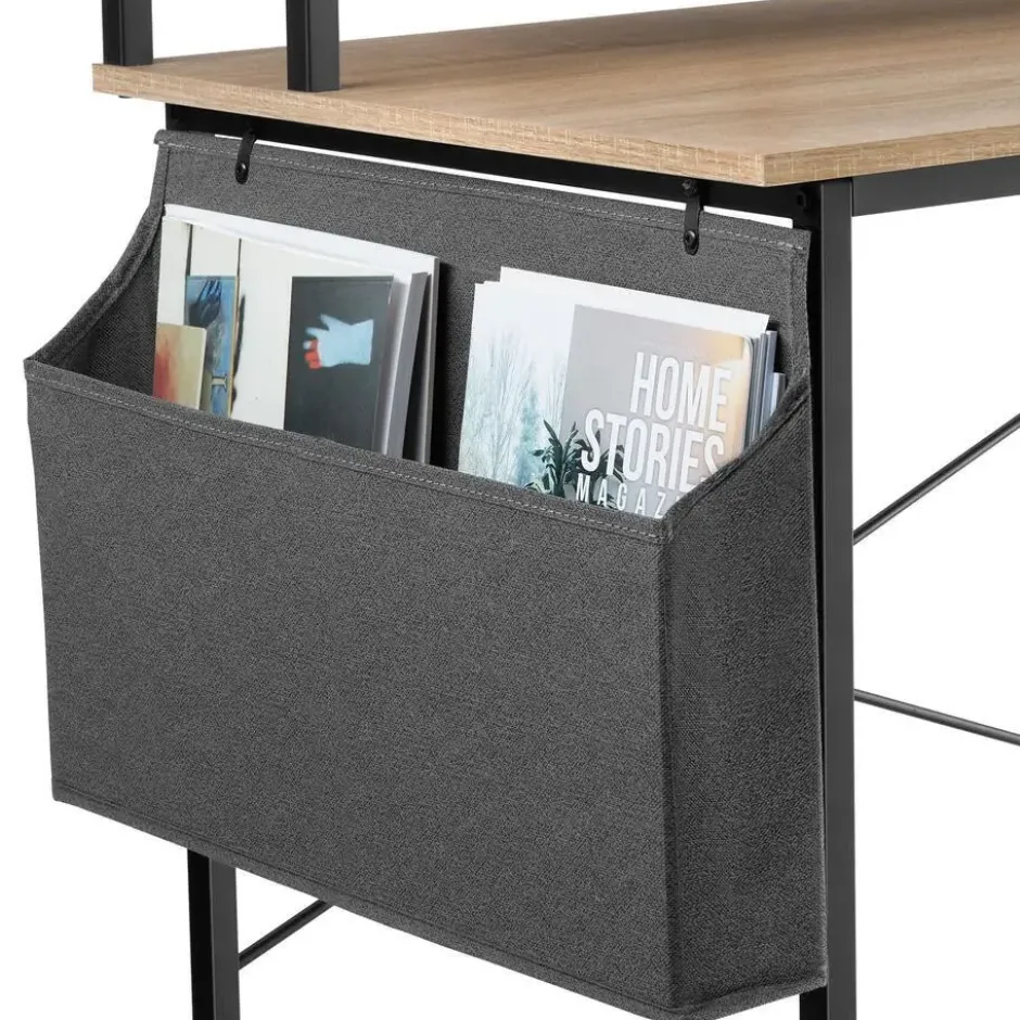 tectake Bureau met plank en organizer, Industrieel Licht Hout, Eiken Sonoma