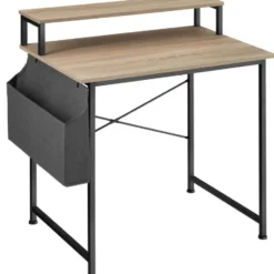 tectake Bureau met plank en organizer, Industrieel Licht Hout, Eiken Sonoma