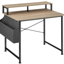 tectake Bureau met plank en organizer, Industrieel Licht Hout, Eiken Sonoma