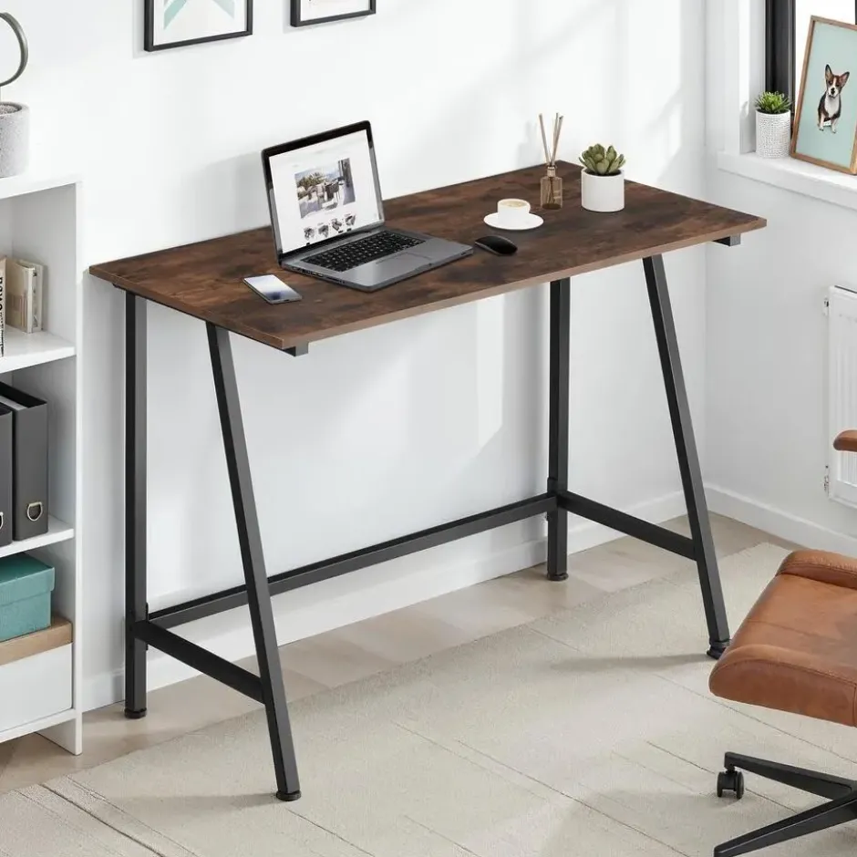 tectake Bureau Newton 100x50x77cm, Industrieel Hout Donker, Rustiek